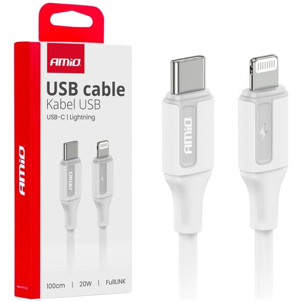 Kabel USB AMiO Kabel do ładowania usb-c - iphone lightning 20w 100cm amio-03922