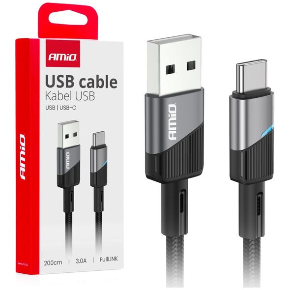 Kabel do ładowania samochodów AMiO Kabel do ładowania usb-a - usb-c 3a 200cm fulllink amio-03924