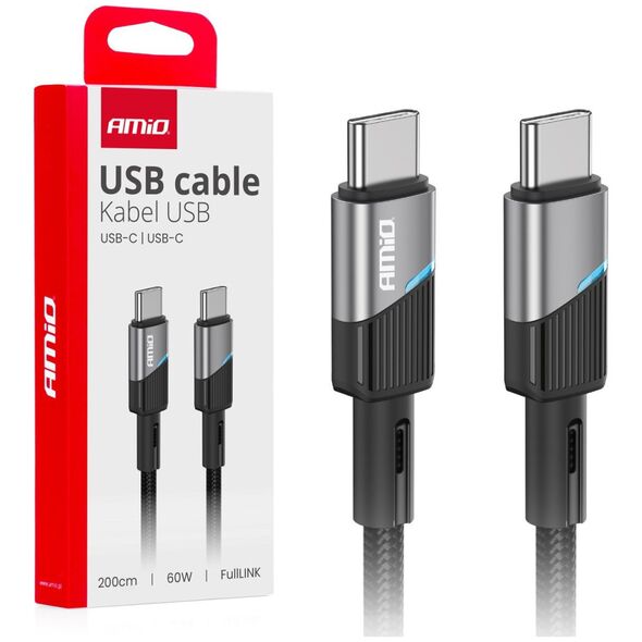 Kabel USB AMiO Kabel do ładowania usb-c - usb-c 60w 200cm fulllink amio-03927