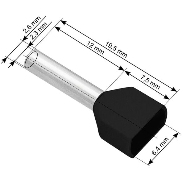 Blow 43-088# Konektor izol.tulejka 2x1,5/12 czarna