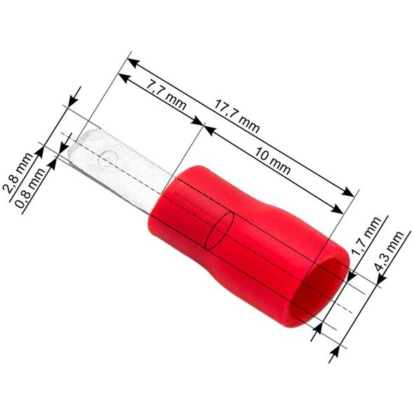 Blow 43-029# Konektor izol. płaski męski 2,8/0,8 czer