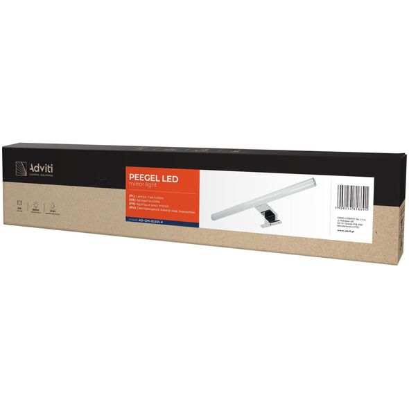 Lampa sufitowa Orno PEEGEL LED 9W, lampa nad lustro, 810lm, 4000K, dł. 60 cm, tworzywo sztuczne+akryl, srebrna