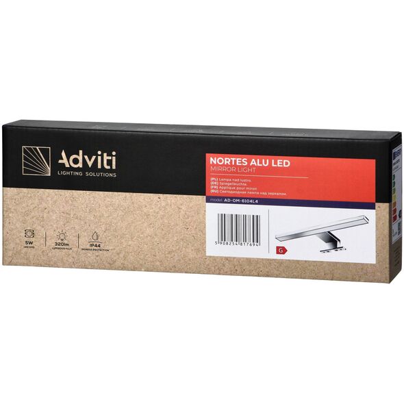 Kinkiet Orno NORTES LED 5W, lampa nad lustro, 320lm, 4000K, dł. 30 cm, aluminium, srebrna