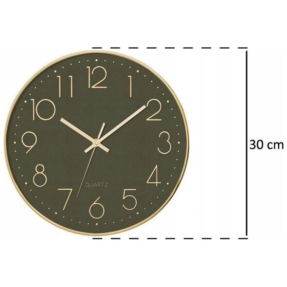 Atmosphera Zegar ścienny do sypialni, pokoju dziecięcego z cichym mechanizmem, zielony, Ø 30 cm