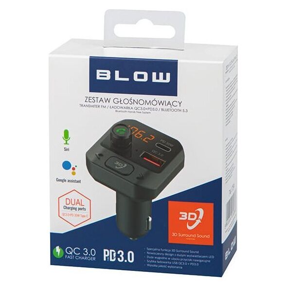 Transmiter FM Blow 74-175# Transmiter fm blow bt zestaw głośnomówiący + 3d stereo
