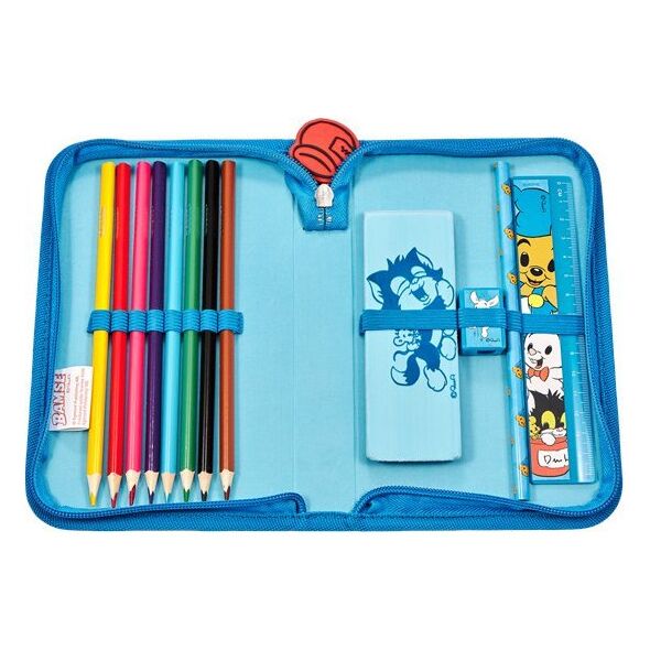 Μολυβοθήκη Vrige Bamse Filled μονόροφο, νάιλον 300D, 20 x 12,8 x 3 εκ. με 8 τριγωνικά στελέχη. μολύβια, 1 τριγωνικό μολύβι, ξύστρα, χάρακας 15 cm, 1 μεγάλη γόμα 13 x 4,5 x 1 cm. Συσκευασμένο κλειστό/φερμουάρ σε polybag. 14002816 5701359799946