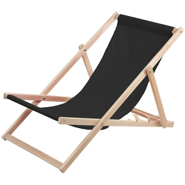vidaXL Leżak plażowy, drewniany czarny