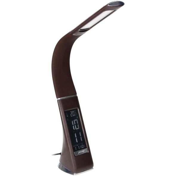 Lampka biurkowa Orno DOLOMIT LED 5W, lampka biurkowa z budzikiem, 400lm, 4000K, brązowa