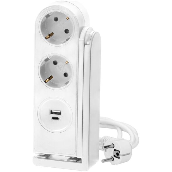 Listwa zasilająca Orno Listwa zasilająca biurkowa typu Schuko z ładowarką USB i sprężynowym zaciskiem mocującym