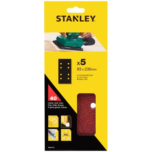Stanley PAPIER ŚCIERNY 8 OTWORÓW ARK.93X230 OP. 5SZT. 40GR.