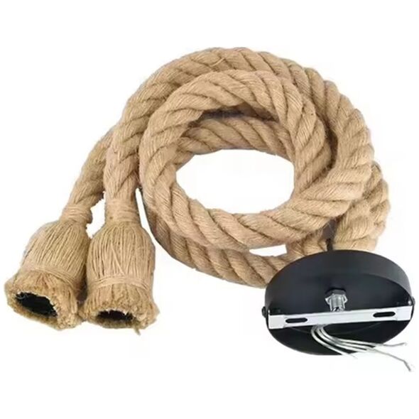 Lampa sufitowa ATL ZD151A Oprawa sufitowa 2x1m e27 sznur     jutowy