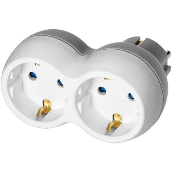 Orno Rozgałęźnik 2x2P+Z (Schuko), biało-szary