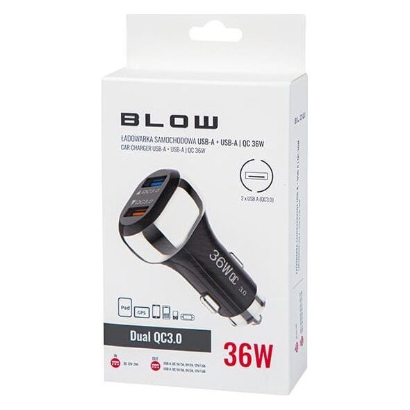 Blow 75-790# Ładowarka samochodowa gn.usbx2 36w g36c