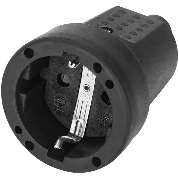 Orno Gniazdo Schuko mini, IP44 z uziemieniem, czarne, wersja Schuko, 16A, 230V , 25 sztuk