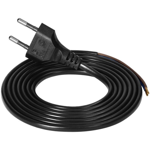 Kabel zasilający Orno Przewód przyłączeniowy, wtyczka EURO 2P, 2x0,75mm2, 1,9m, czarny