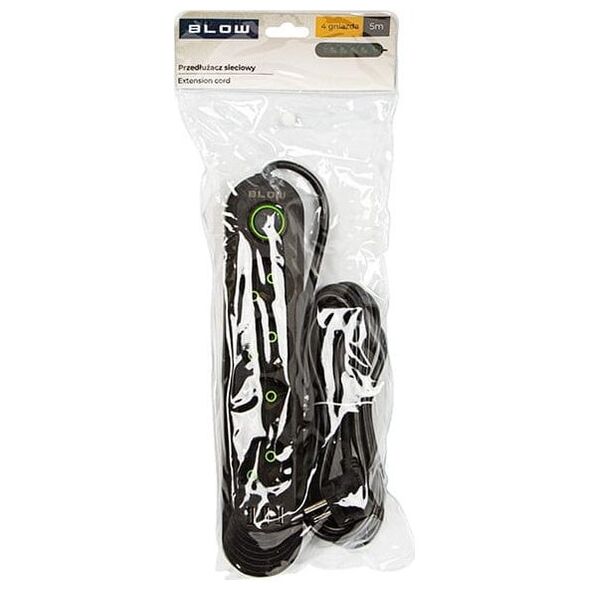 Blow 98-222# Przedłużacz sieciowy ps-450 4-gniazda 3xusb 5m czarny 2x1mm