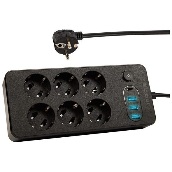 Blow 98-212# Przedłużacz sieciowy ps-650 6-gniazd 3xusb 1xusb-c 5m czarny 2x1mm
