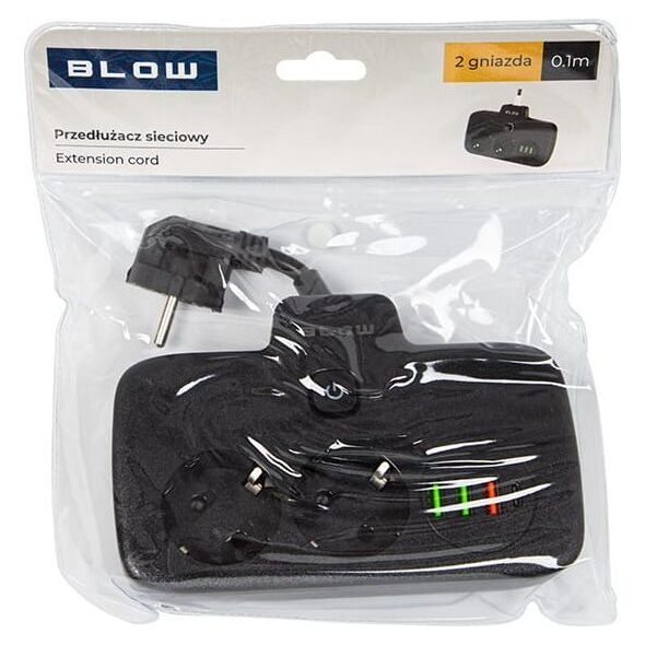 Blow 98-233# Przedłużacz sieciowy ps-310u 3-gniazda 3xusb 0.1m czarny 2x1mm