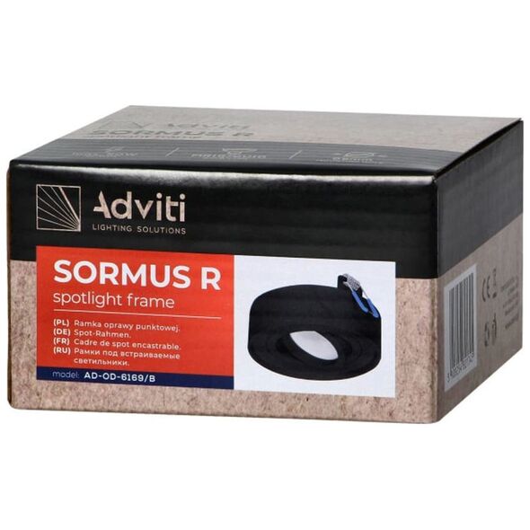 Orno SORMUS R ramka dekoracyjna oprawy punktowej, MR16/GU10 max 50W, regulowana, koło, czarna