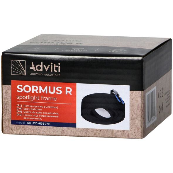 Orno SORMUS R ramka dekoracyjna oprawy punktowej, MR16/GU10 max 50W, regulowana, koło, czarna