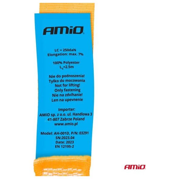 Pas transportowy z klamr? samozaciskow? 2,5m x 25mm AMIO-03291