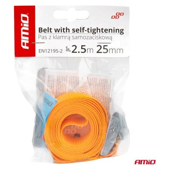 Pas transportowy z klamr? samozaciskow? 2,5m x 25mm AMIO-03291