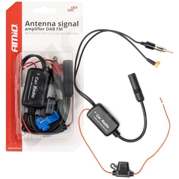 Wzmacniacz antenowy sygnału radiowego 12v dab fm amio-04134
