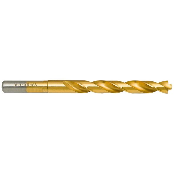 Wiertło do metalu Baildon DIN 338 RN 10,5 mm, HSS TiN (S), 133-87 mm (chwyt 3-płaszczyznowy)