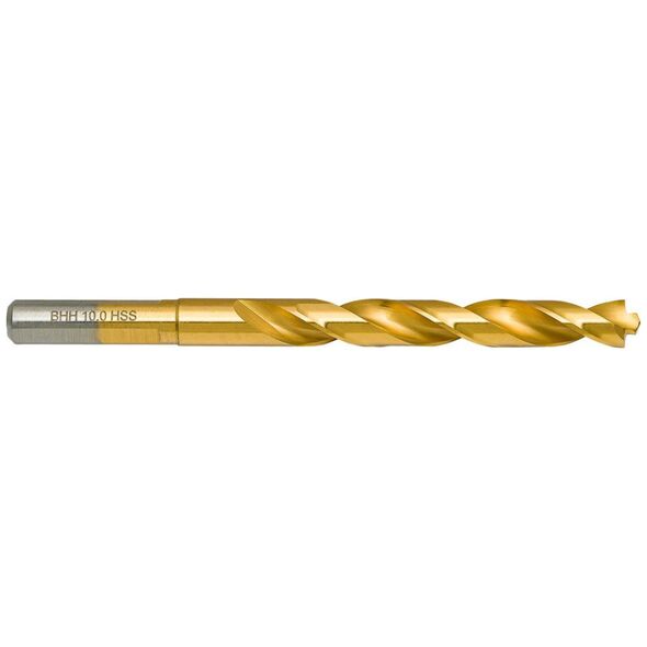 Wiertło do metalu Baildon DIN 338 RN 10 mm, HSS TiN (S), 133-87 mm (chwyt 3-płaszczyznowy)