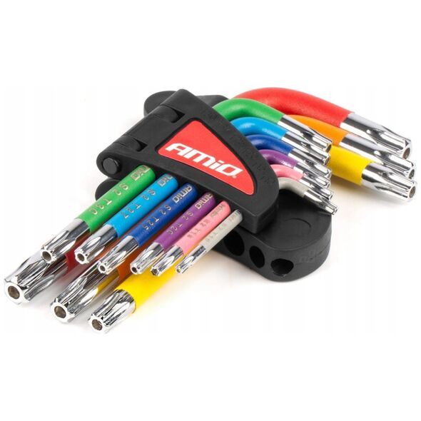 Klucze torx krótkie zestaw 9 szt. s2 amio-04300