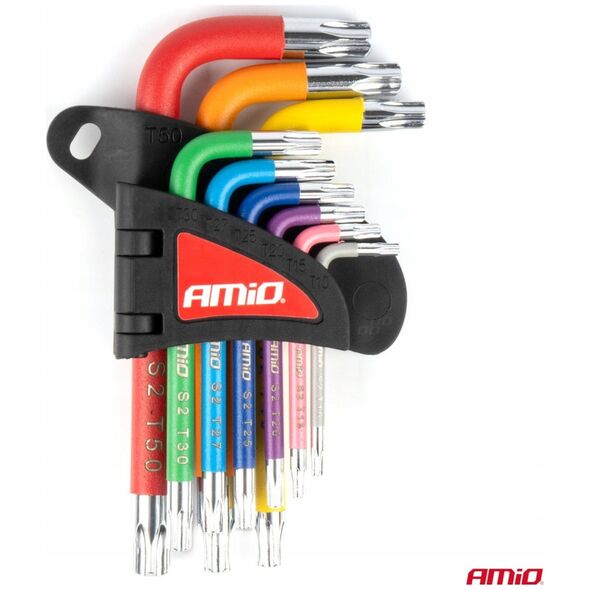 Klucze torx krótkie zestaw 9 szt. s2 amio-04300