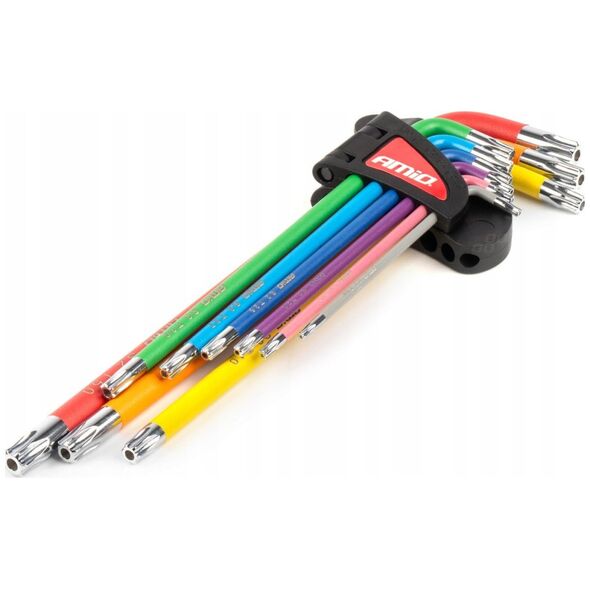 Klucze torx extra długie zestaw imbusy zestaw 9 szt. s2 amio-04301
