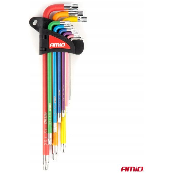 Klucze torx extra długie zestaw imbusy zestaw 9 szt. s2 amio-04301