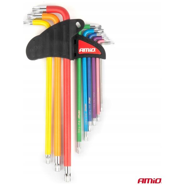 Klucze torx extra długie zestaw imbusy zestaw 9 szt. s2 amio-04301