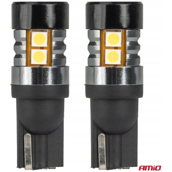 Żarówki led canbus t10 w5w 9 smd 3030 white 12v 24v amio-04241