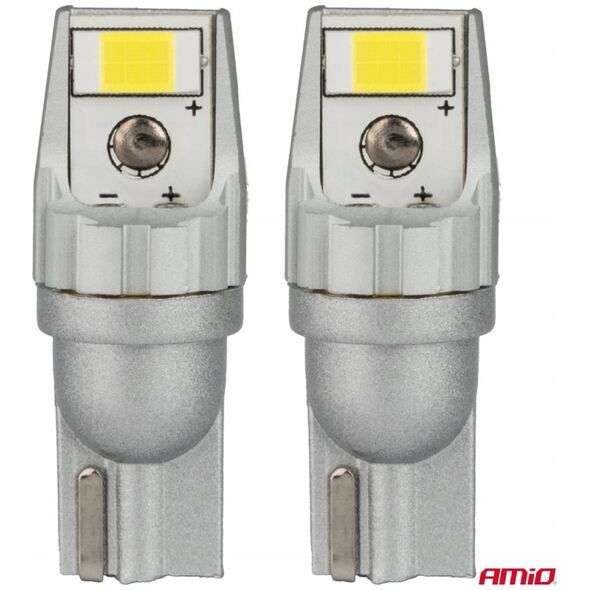 Żarówki led canbus t10 w5w 2smd 3570 white 12v 24v amio-04256