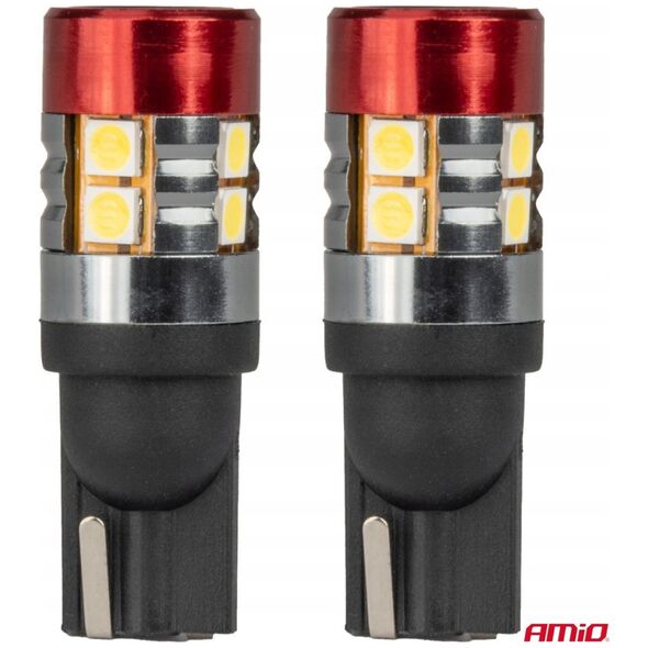 Żarówki led canbus t10 w5w 9 smd 3030 white 12v 24v amio-04242