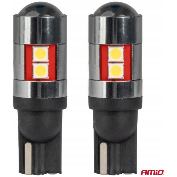 Żarówki led canbus t10 w5w 9 smd 3030 white 12v 24v 36v 48v amio-04244