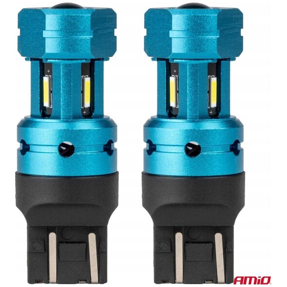 Żarówki led canbus t20 7443 w21/5w 4smd 1860 white 12v 24v amio-04255