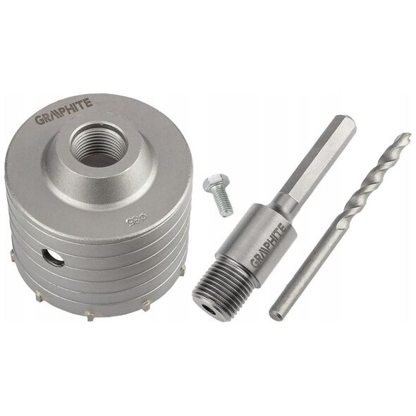 Otwornica widiowa 85 mm z adapterem HEX oraz wiertłem pilotującym