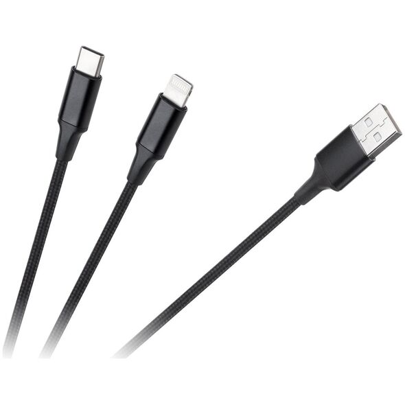Kabel wtyk USB A - wtyk USB C/ wtyk lightningh (2w1) 1m