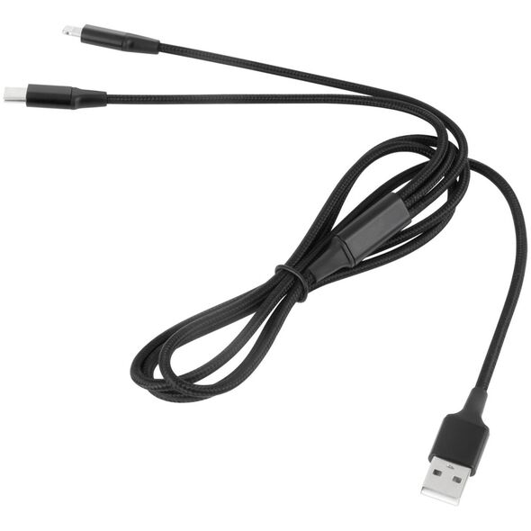 Kabel wtyk USB A - wtyk USB C/ wtyk lightningh (2w1) 1m
