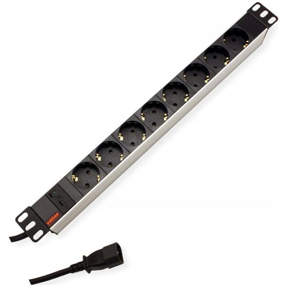 Listwa zasilająca Roline ROLINE 48.26cm 19 Zoll socket strip 8-fold plus C14-plug Aluminium 2.0 m - 19071622