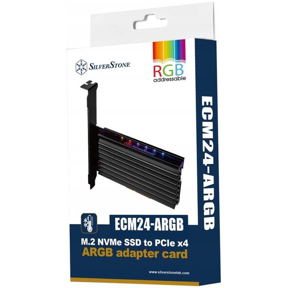 SilverStone SilverStone SST-ECM24-ARGB - PCI-E Gen4 Erweiterungskarte zu M.2 (NGFF) - mit Kühler, ARGB 13333463 4710679813967