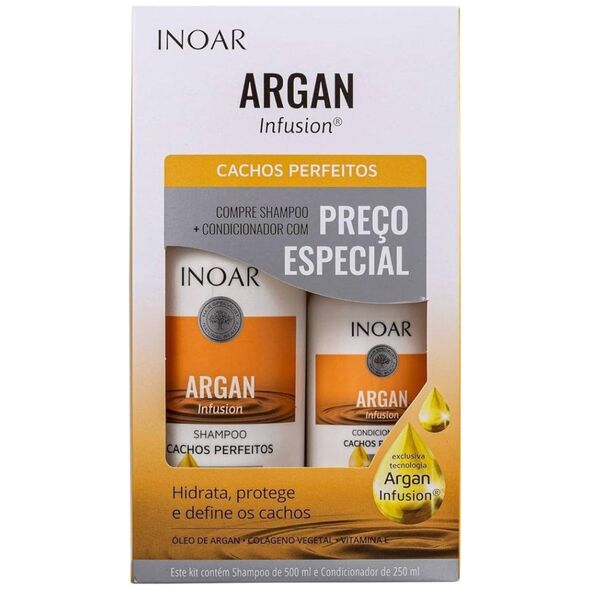 Inoar INOAR Argan Infusion Perfect Curls Duo Kit - banguotų ir garbanotų plaukų rinkinys 500 ml+250 ml 13464107 7908124400313