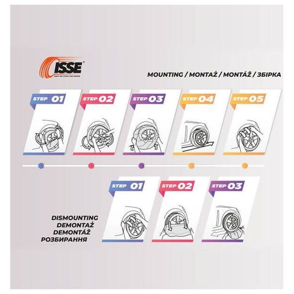 Łańcuchy śniegowe tekstylne Isse Super rozmiar 74 EN16662-1-2020 ONORM 5121- 2021 2 szt.