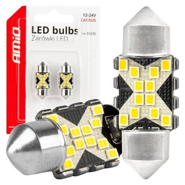 Żarówki LED CANBUS Festoon C5W 12SMD 2016 31mm White 12V 24V AMIO-04235