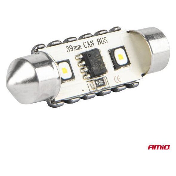 Żarówki LED CANBUS Festoon C5W 2SMD 3838 39mm White 12V 24V AMIO-04249