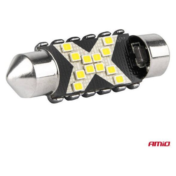 Żarówki LED CANBUS Festoon C5W 12SMD 2016 36mm White 12V 24V AMIO-04236