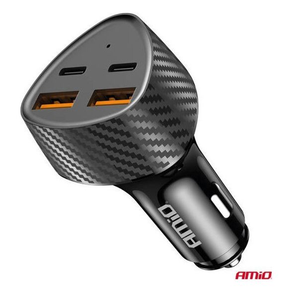 Ładowarka samochodowa 50W 2x USB-A + 2x USB-C AMIO-04284